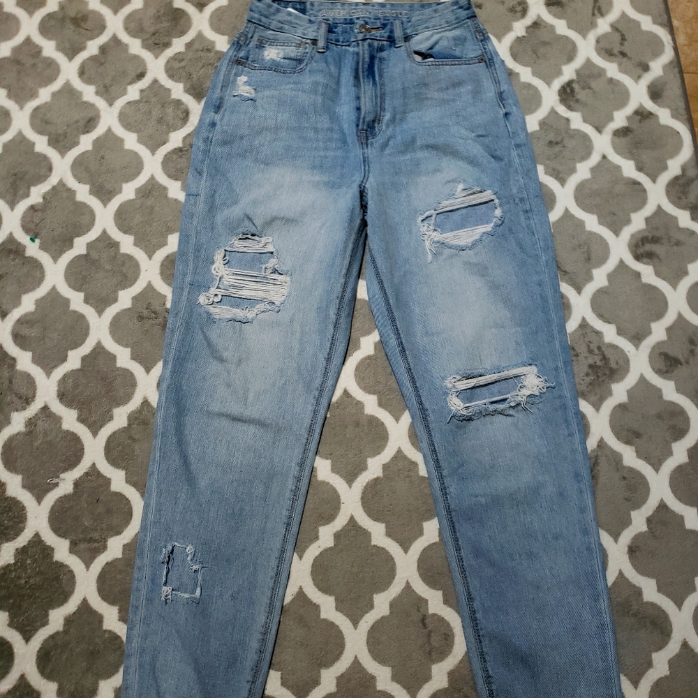 AE distressed curvy mom jeans